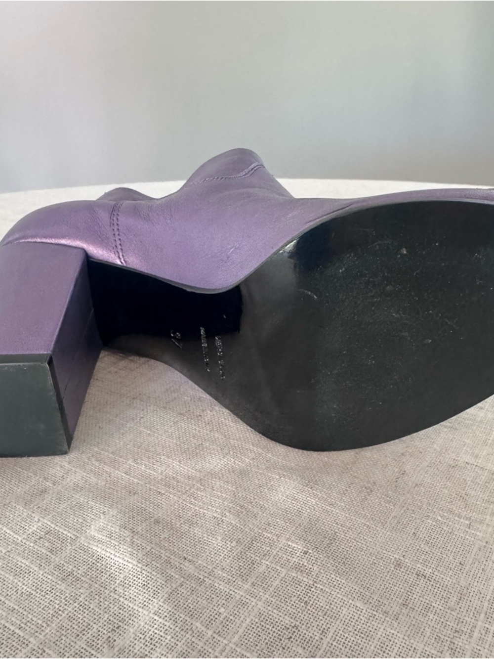 Claire Venezia Metallic Purple Leather Peep Toe Ankle Booties EU 37 - Picture 12 of 15